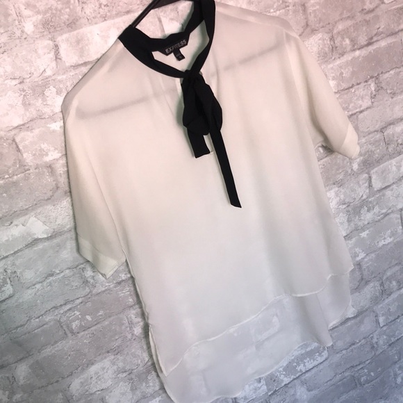 EXPRESS | Sheer shirt sleeve high low blouse - Picture 1 of 4
